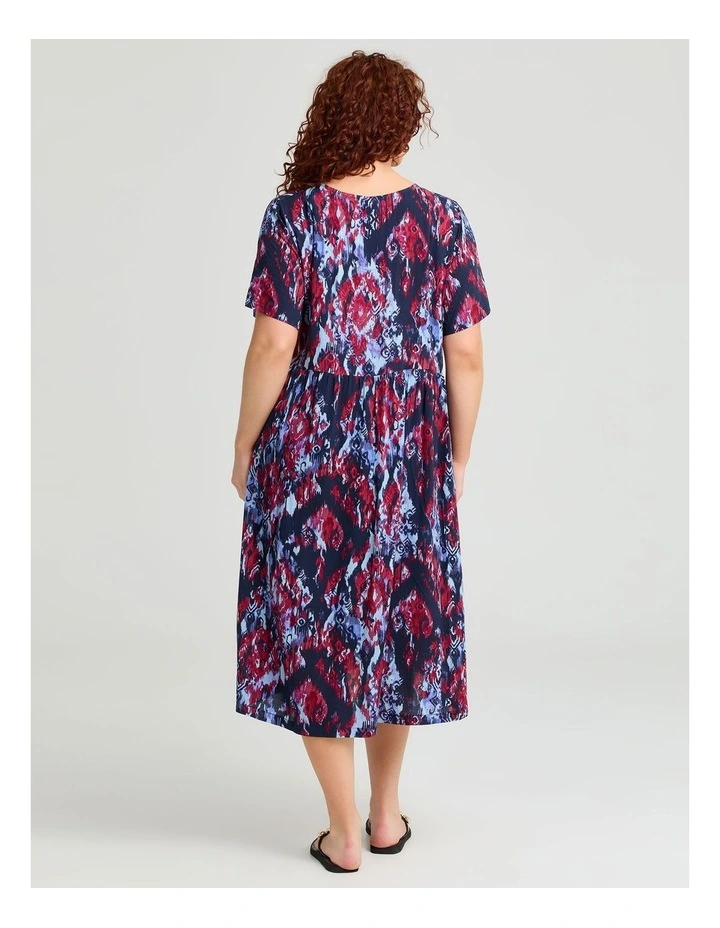 Natural Pocket Midi Dress Ikat Print image 2