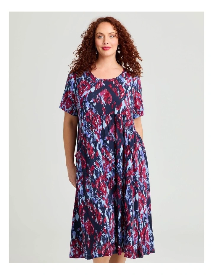 Natural Pocket Midi Dress Ikat Print image 3