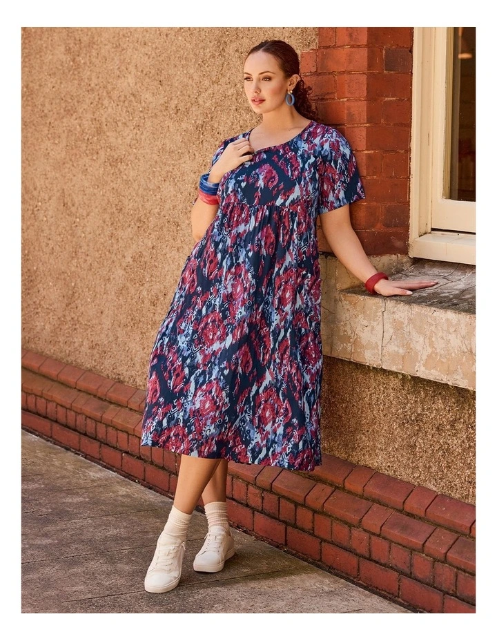 Natural Pocket Midi Dress Ikat Print image 5