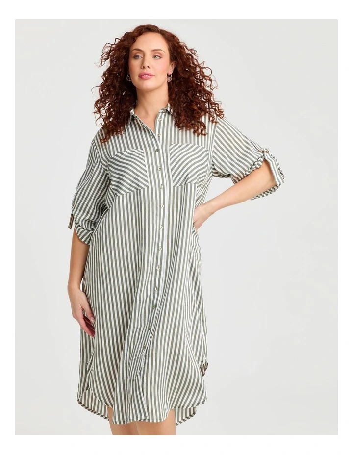 Casual Chic Stripe Shirt Dress image 3