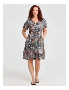 Natural Ikat Print Dress in Print