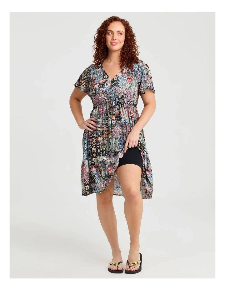 Natural Ikat Print Dress in Print image 4