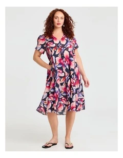 Natural Bloom Button Thru Dress Print