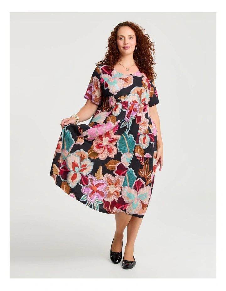 Natural Pocket Midi Dress Print image 1