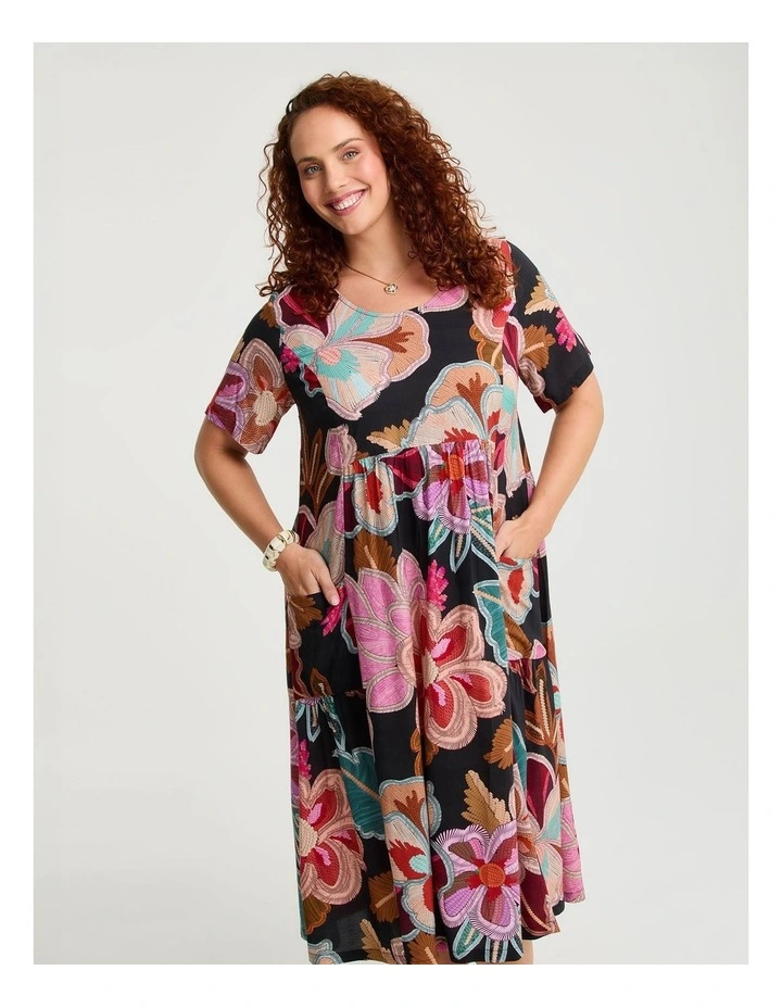Natural Pocket Midi Dress Print image 3