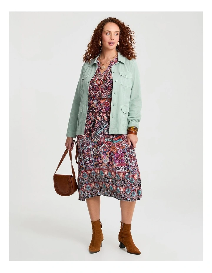 Natural Boho Waist Tie Dress Print image 4