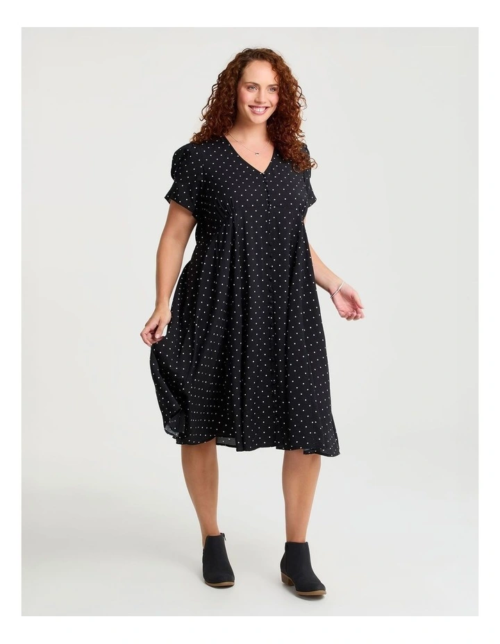NATURAL BUTTON THRU POLKA DOT DRESS image 1