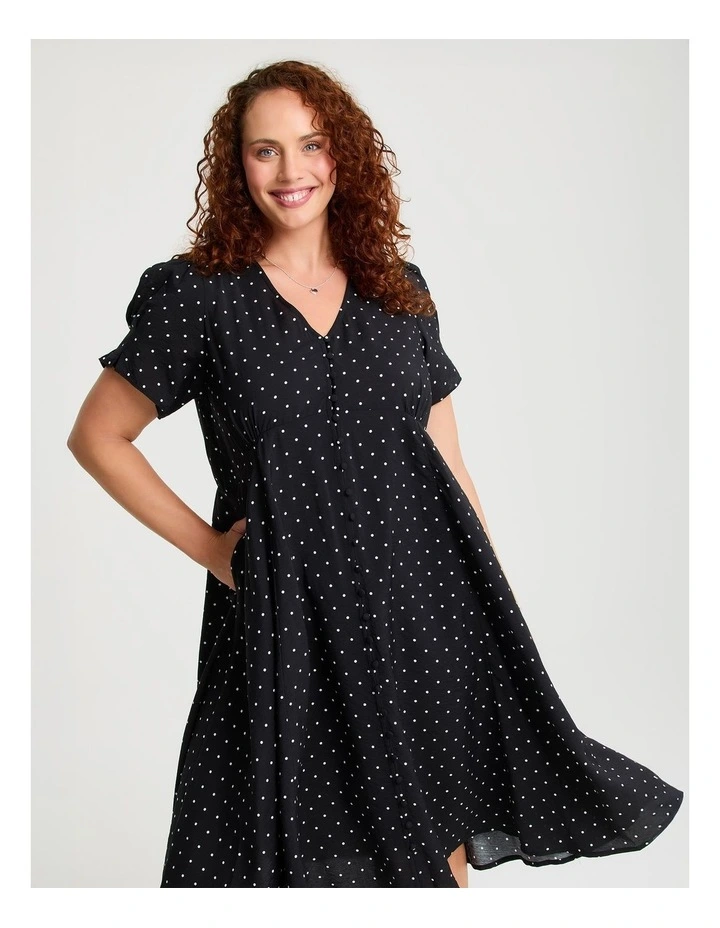 NATURAL BUTTON THRU POLKA DOT DRESS image 3