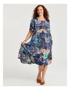 Natural Pocket Midi Dress in Multi