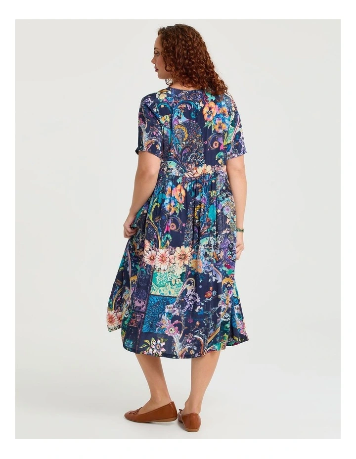 Natural Pocket Midi Dress in Multi image 2