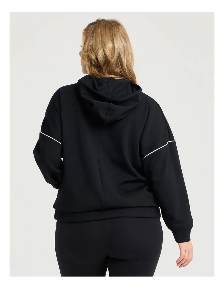 Luxe Touch Trim Detail Hoodie in Black image 2