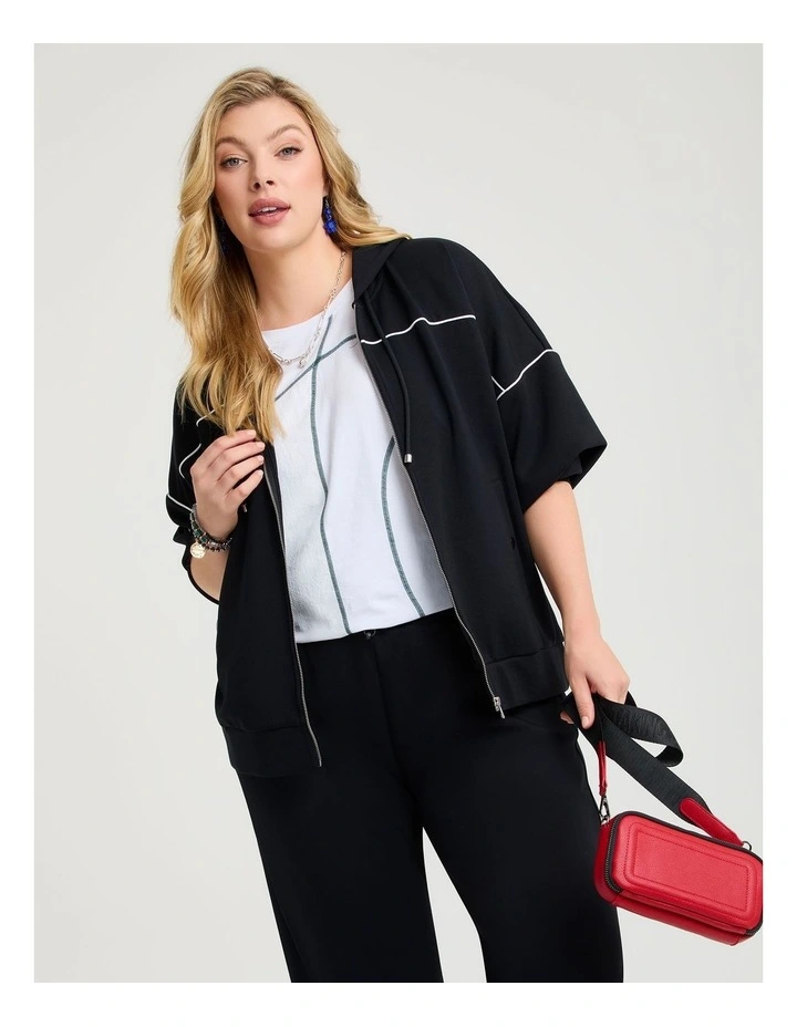 Luxe Touch Trim Detail Hoodie in Black image 3