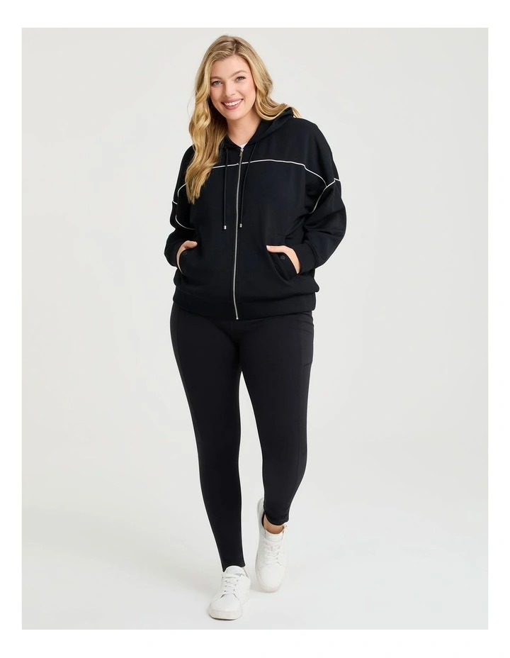 Luxe Touch Trim Detail Hoodie in Black image 4