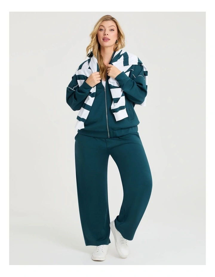 Luxe Touch Trim Detail Hoodie in Teal image 4