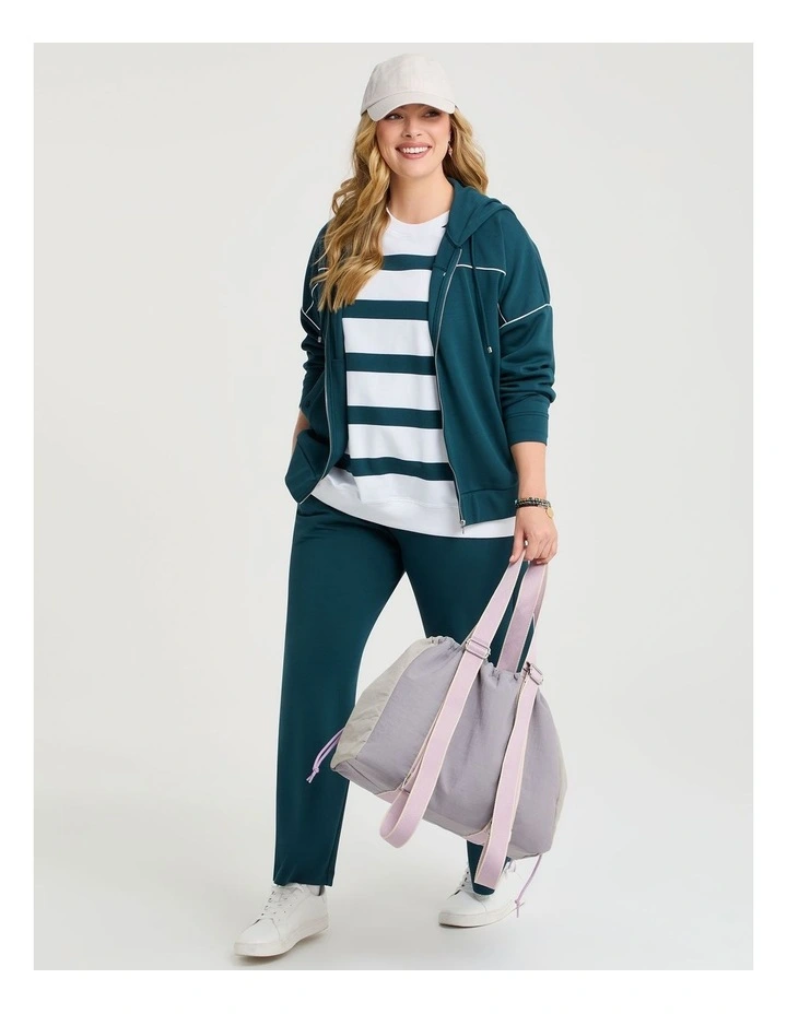 Luxe Touch Trim Detail Hoodie in Teal image 5