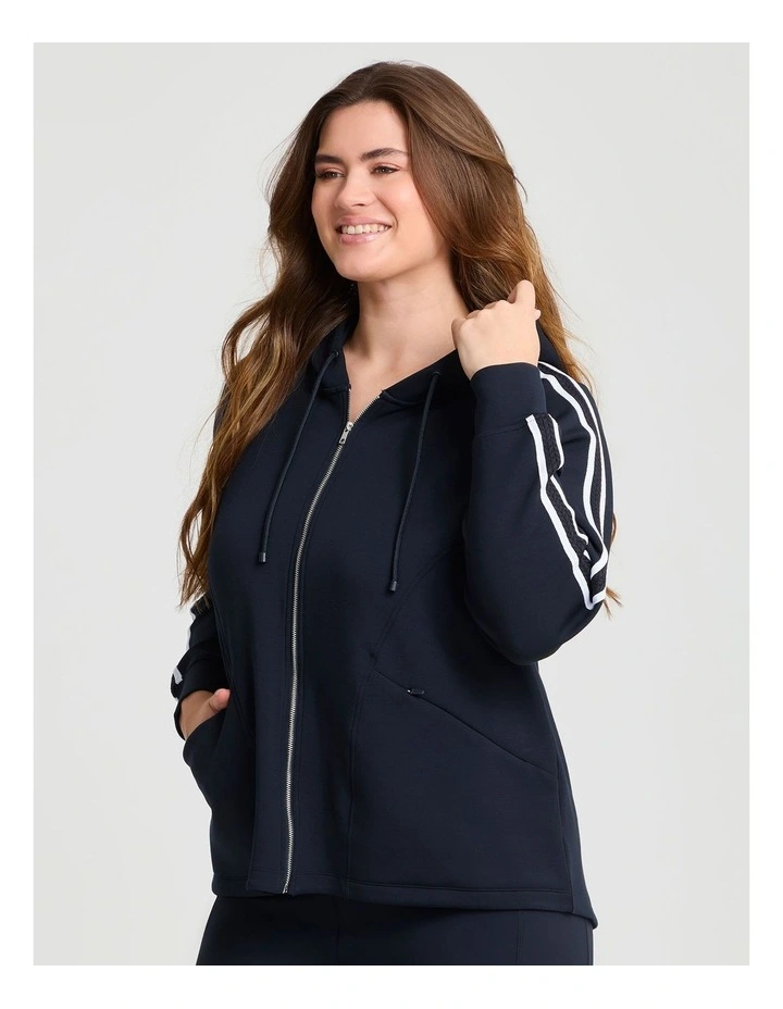 Luxe Touch Zip Through Hoodie in Navy image 1