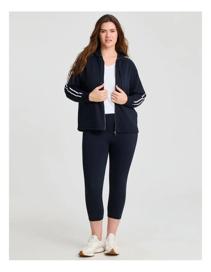 Luxe Touch Zip Through Hoodie in Navy image 3