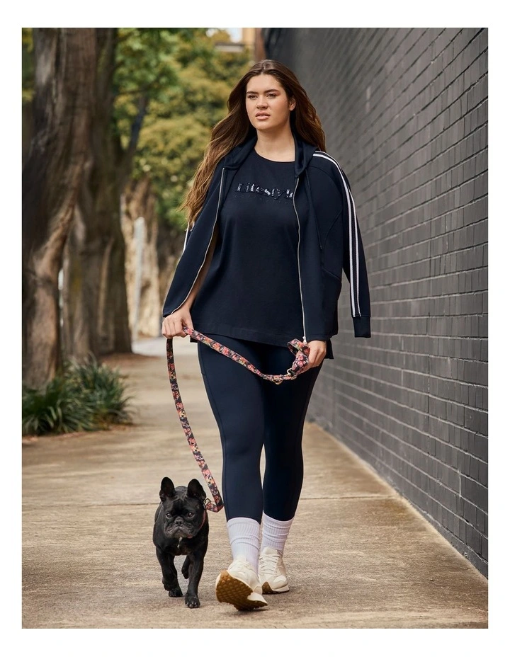 Luxe Touch Zip Through Hoodie in Navy image 5