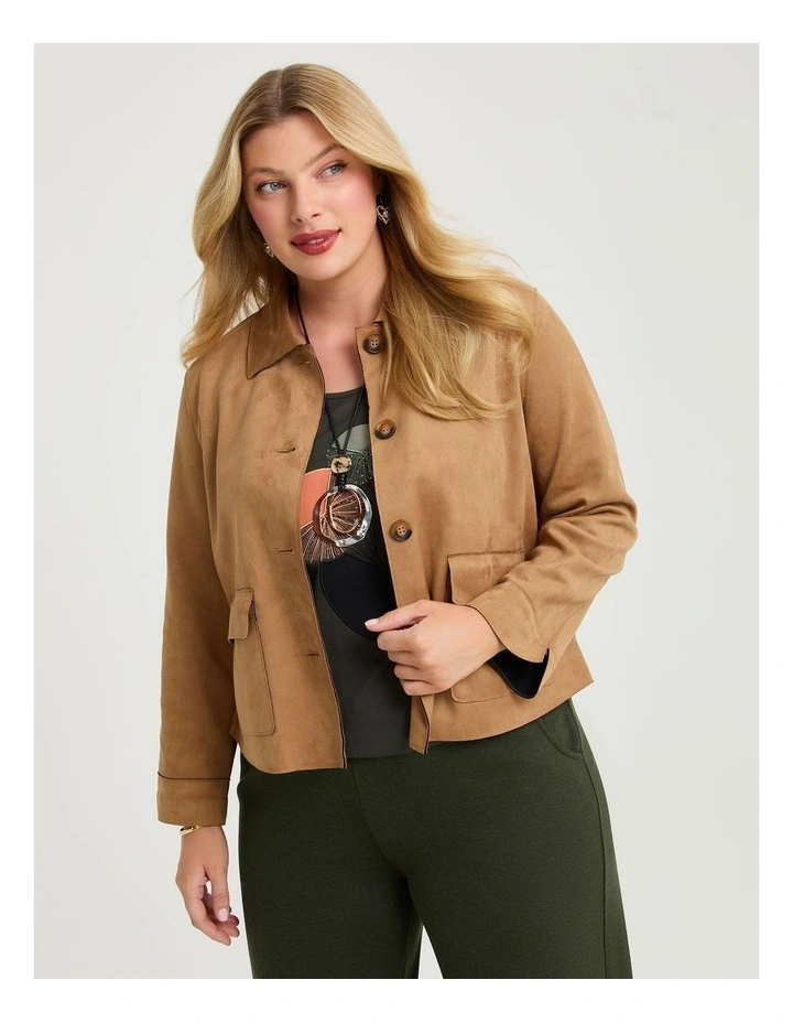 Faux Suede Crop Jacket Caramel image 1