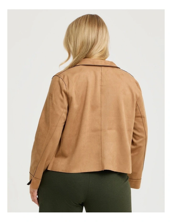 Faux Suede Crop Jacket Caramel image 2