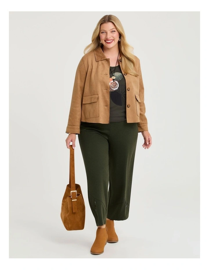 Faux Suede Crop Jacket Caramel image 4