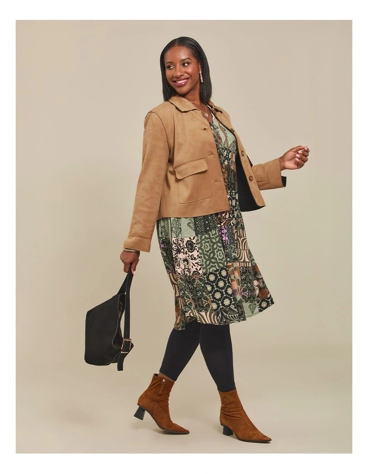 Faux Suede Crop Jacket Caramel image 5