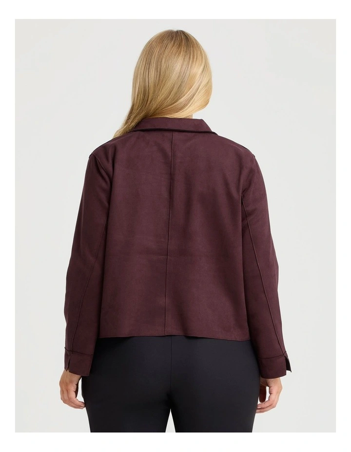 Faux Suede Crop Jacket in Sangria image 2