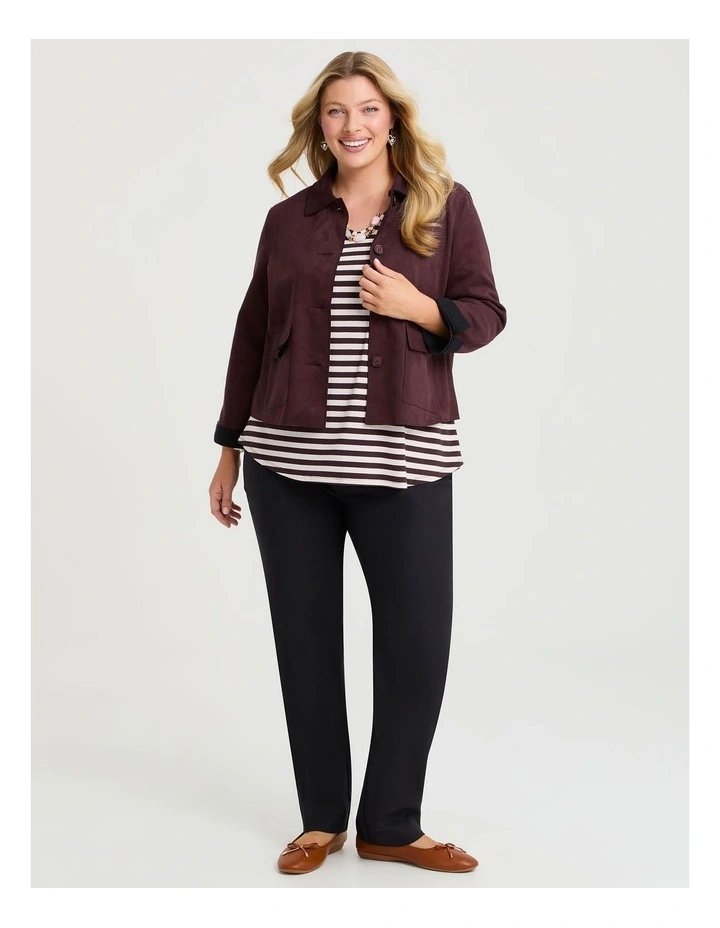 Faux Suede Crop Jacket in Sangria image 4