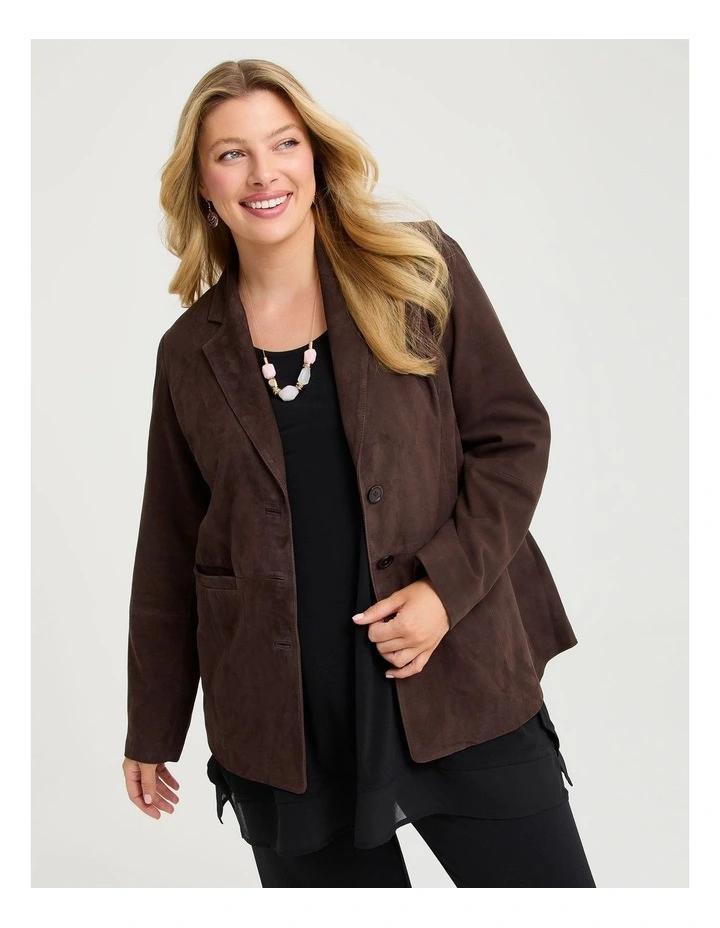 Suede Leather Amelia Jacket Chocolate image 1