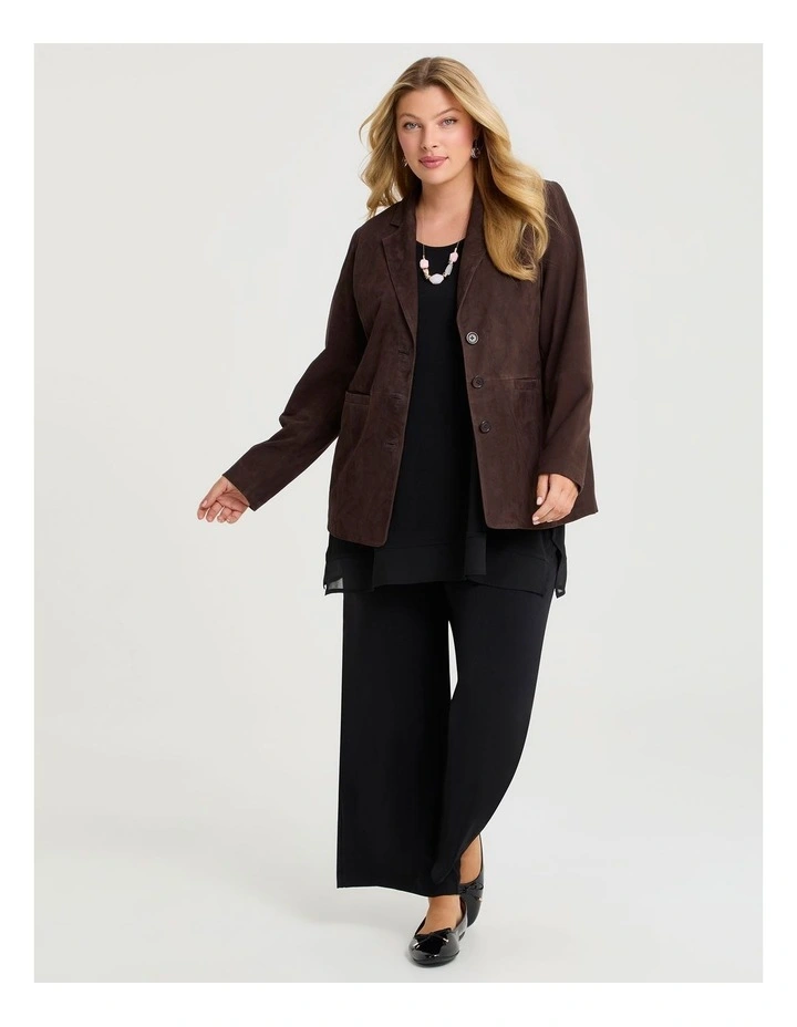 Suede Leather Amelia Jacket Chocolate image 3