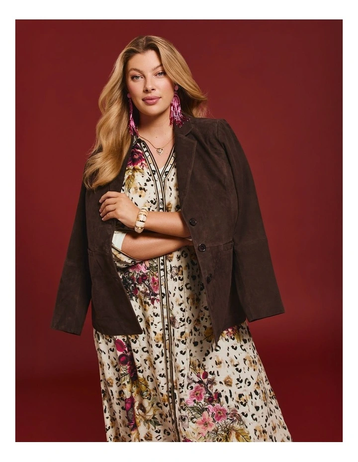 Suede Leather Amelia Jacket Chocolate image 4