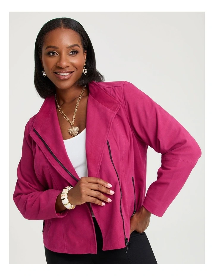 Suede Leather Sofia Jacket Bright Rose image 1