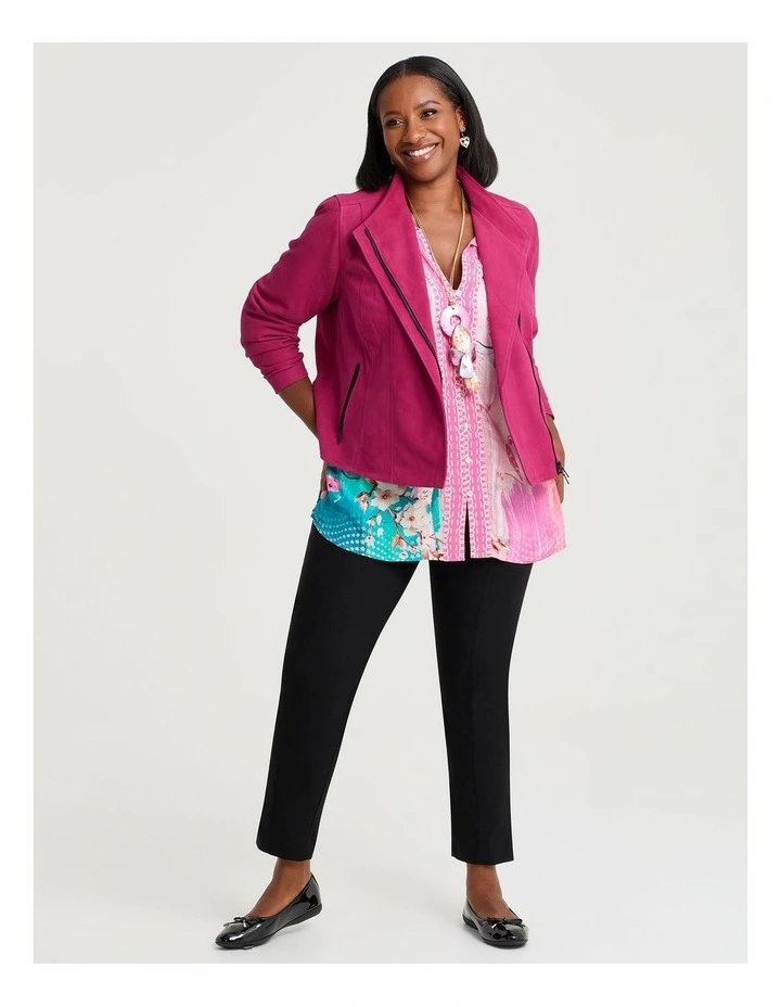 Suede Leather Sofia Jacket Bright Rose image 3