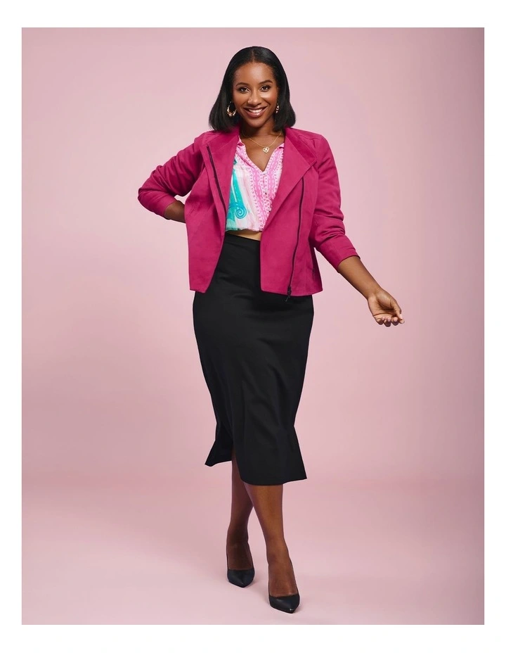 Suede Leather Sofia Jacket Bright Rose image 5