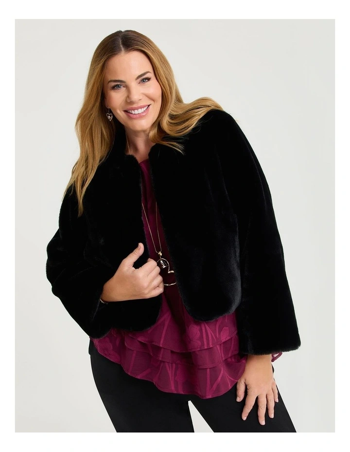 Glamour Faux Fur Shrug Black image 1
