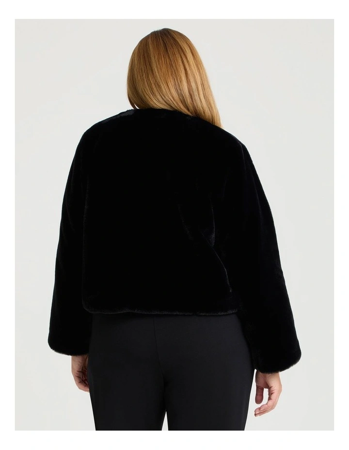 Glamour Faux Fur Shrug Black image 2