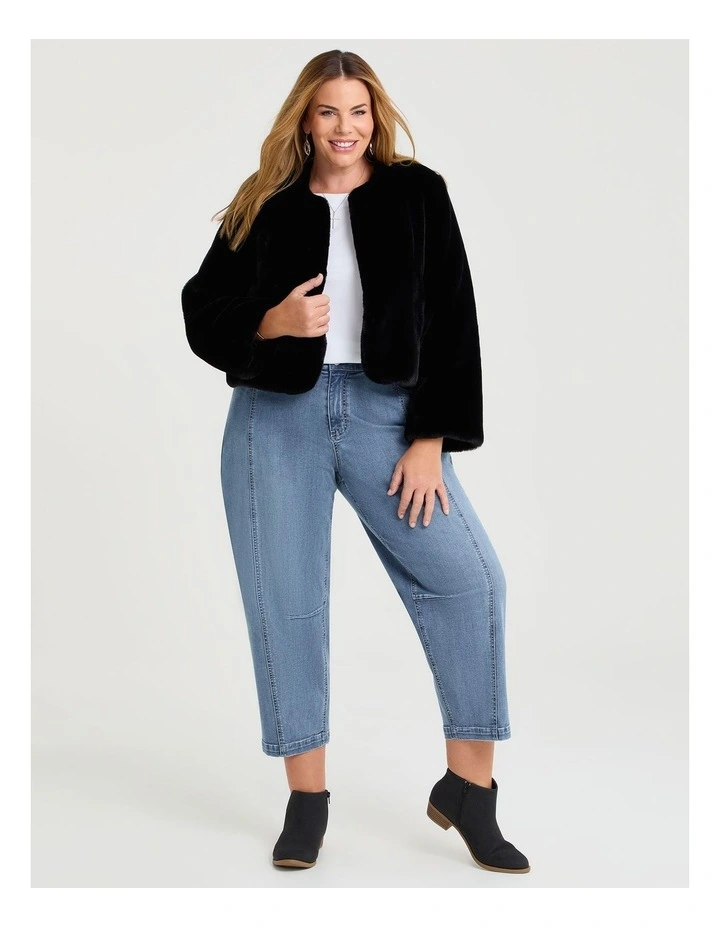 Glamour Faux Fur Shrug Black image 4