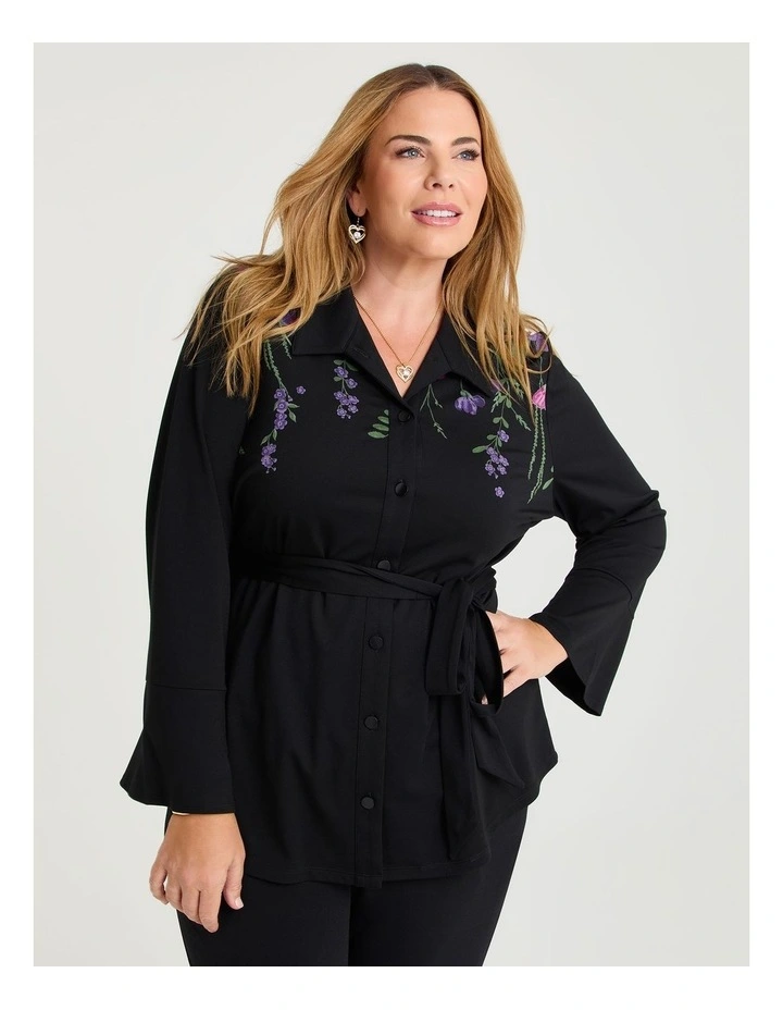 Enid Floral Ponte Jacket in Multi image 1