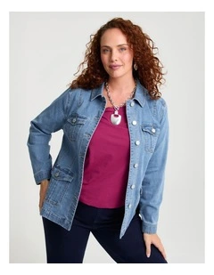 Cotton Blend Casual Denim Jacket Vintage Blue