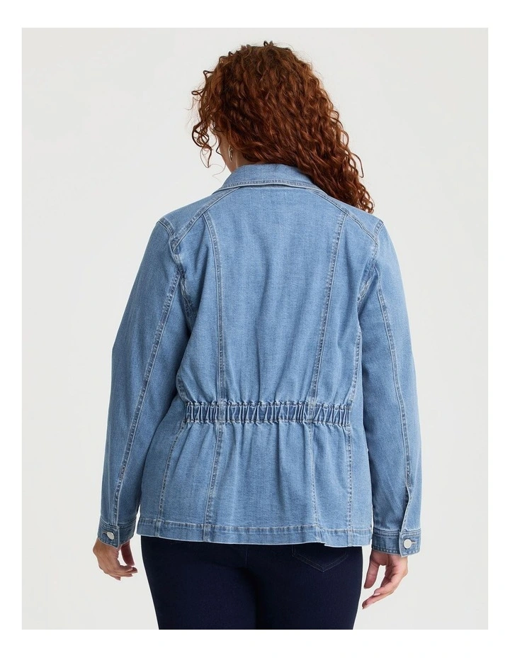Cotton Blend Casual Denim Jacket Vintage Blue image 2