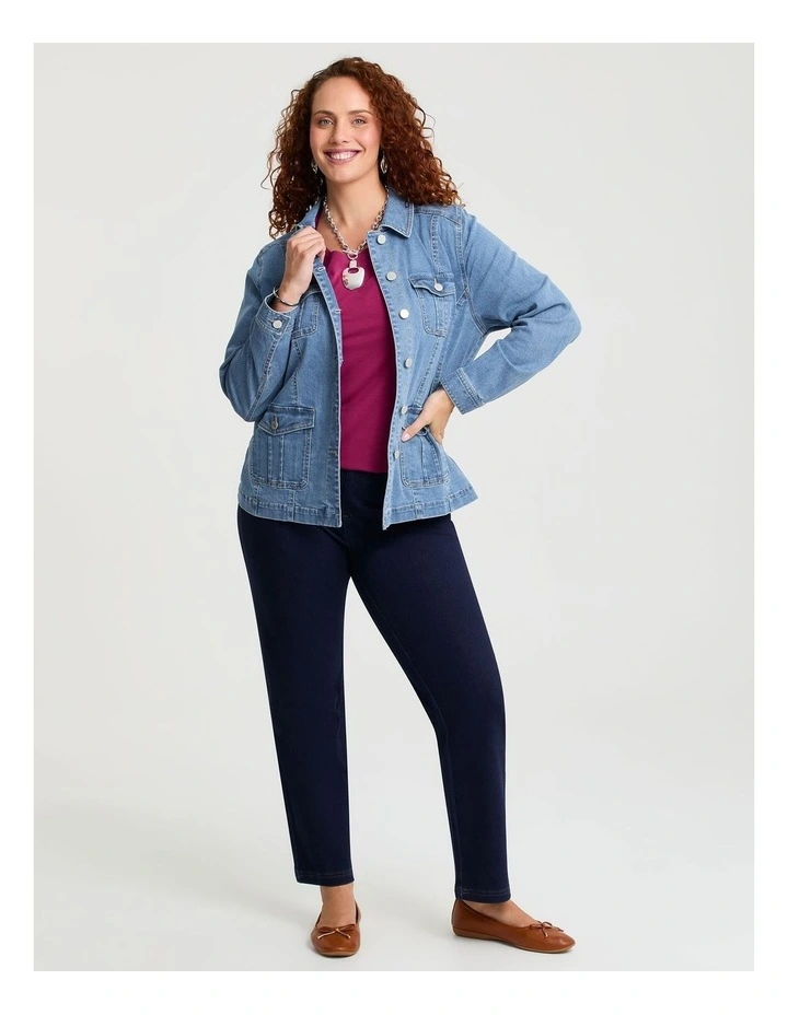 Cotton Blend Casual Denim Jacket Vintage Blue image 3