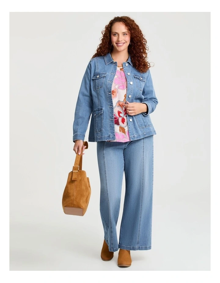 Cotton Blend Casual Denim Jacket Vintage Blue image 4