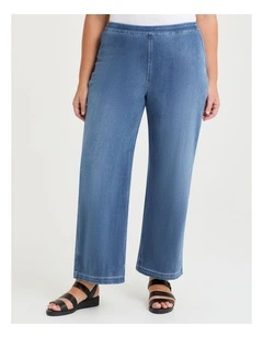 The Travel Wide Leg Jeans in Mid Blue