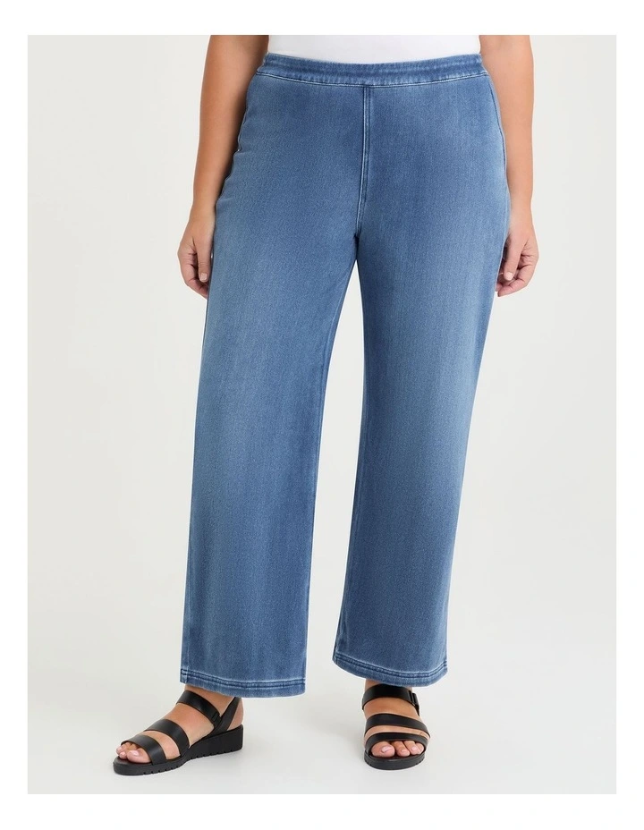 The Travel Wide Leg Jeans in Mid Blue image 1