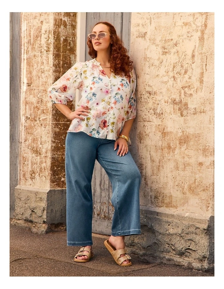 The Travel Wide Leg Jeans in Mid Blue image 5