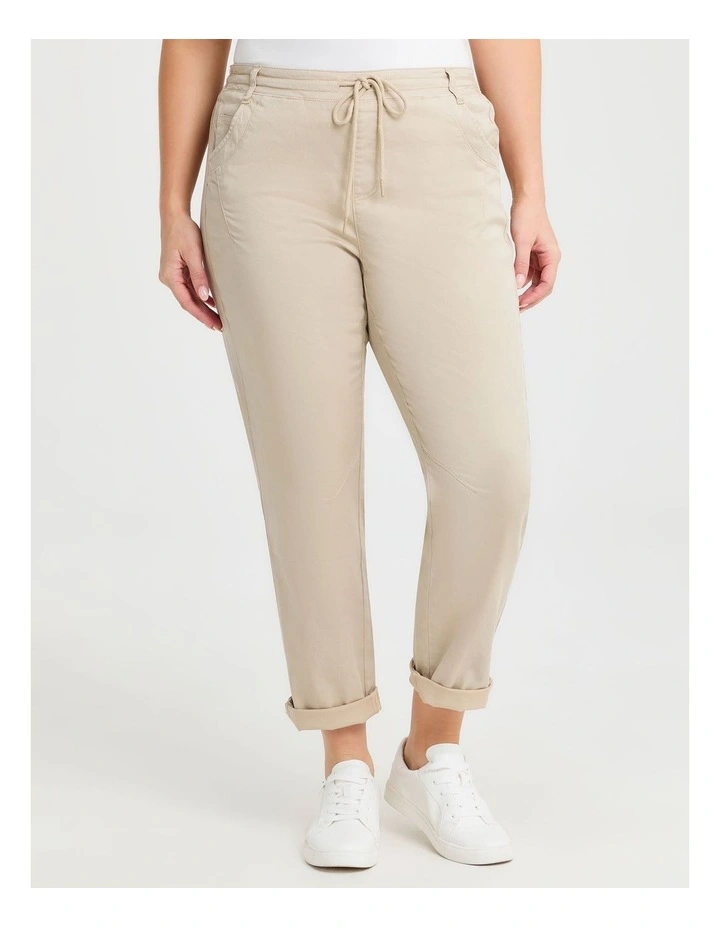 Lyocell Blend Washed Jogger in Nougat image 1