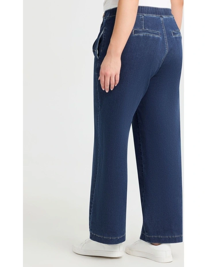 Cotton Mix Button Wide Leg Jeans in Mid Ink image 2