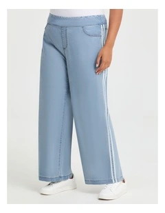 Super Stretch Wide Leg Jean Light Blue Denim