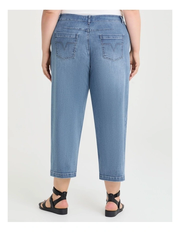 Cotton Denim Barrel Leg Jean in Eden Blue image 2