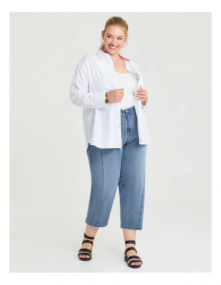 Cotton Denim Barrel Leg Jean in Eden Blue image 4